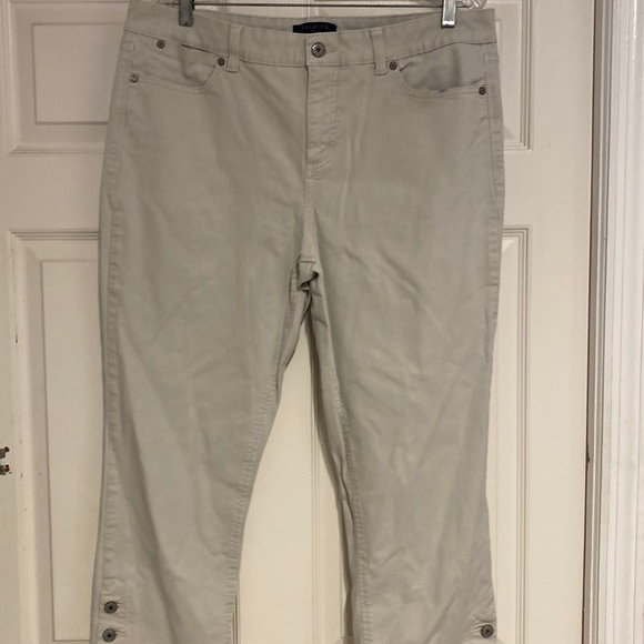 q womens Talbots casual flattering stretch solid beige capris size 16. See note - Picture 1 of 5
